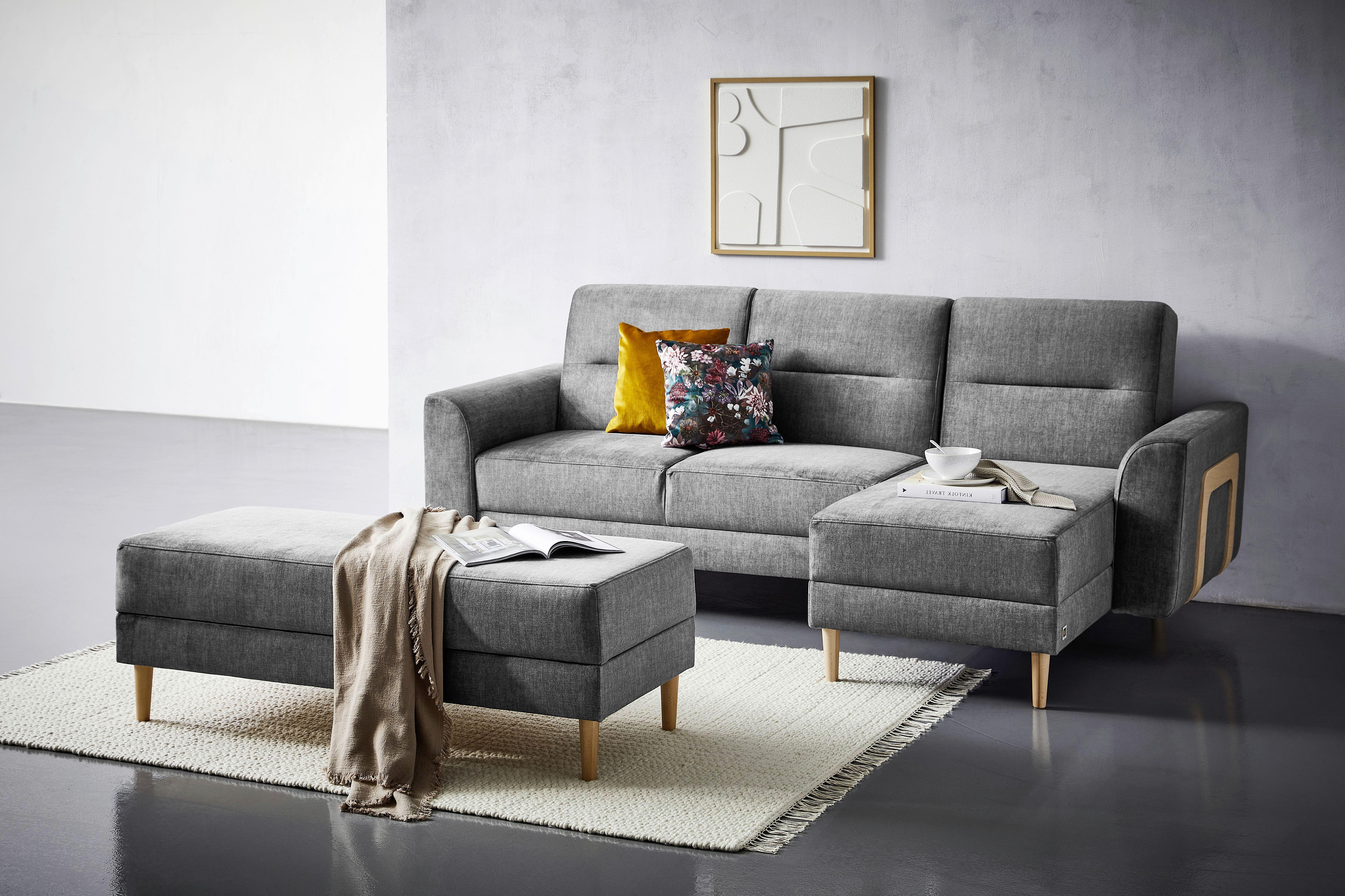 Ecksofa Mit Schlaffunktion Freda Mit Kissen Anthrazit - Currygelb/Anthrazit, MODERN, Textil (144/240cm) - Max Winzer