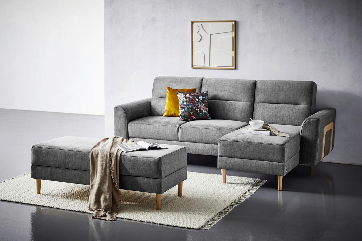 Ecksofa Mit Schlaffunktion Freda Mit Kissen Anthrazit - Currygelb/Anthrazit, MODERN, Textil (144/240cm) - Max Winzer