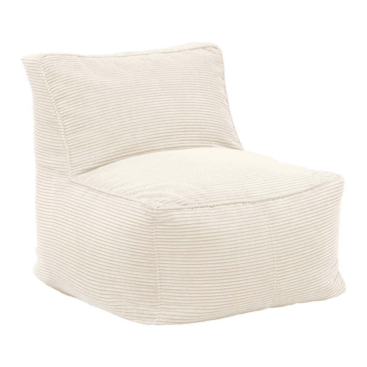 Sedací vak CAROLINE, bílý manšestr, max. 90 kg - bílá, Moderní, textil (75/84/88cm) - Mömax