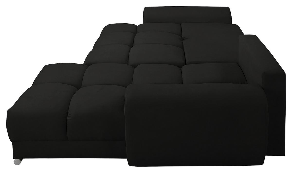 Ecksofa Azzuro Schwarz S: 256x175 cm - Silberfarben/Schwarz, Design, Textil (256/175cm) - Livetastic