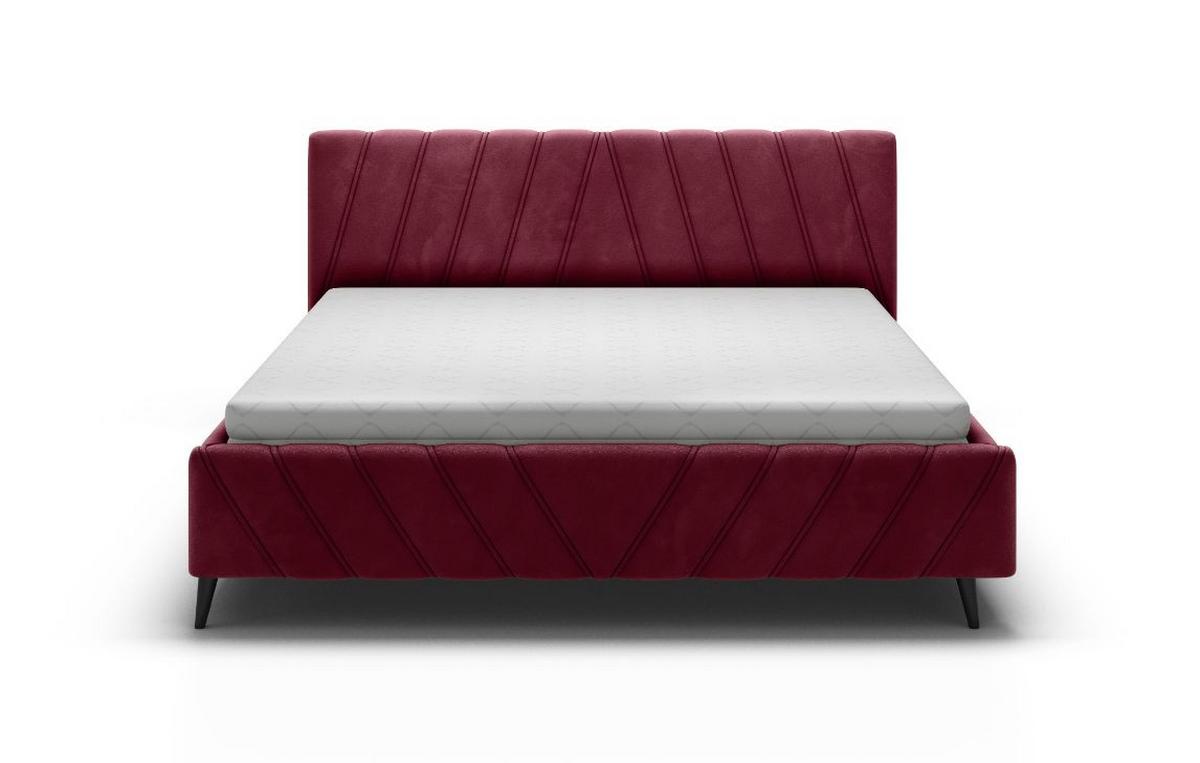 Čalúnená posteľ Melli s roštom 160x200cm - čierna/bordová, Design, drevo/textil (160/200cm)