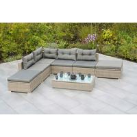 Loungegarnitur 7-Tlg. Vilemanzano aus Kunststoff - Naturfarben/Grau, MODERN, Glas/Kunststoff - Gardenson