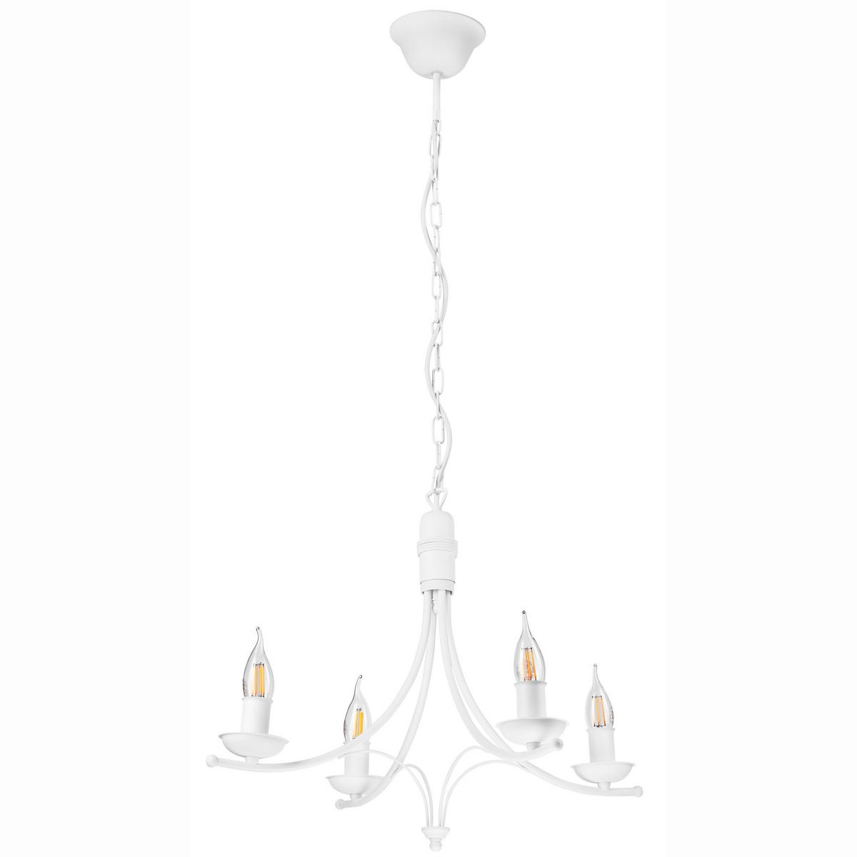 Kronleuchter 44156 Lucy - Weiß Hochglanz, KONVENTIONELL, Metall (58/100cm)