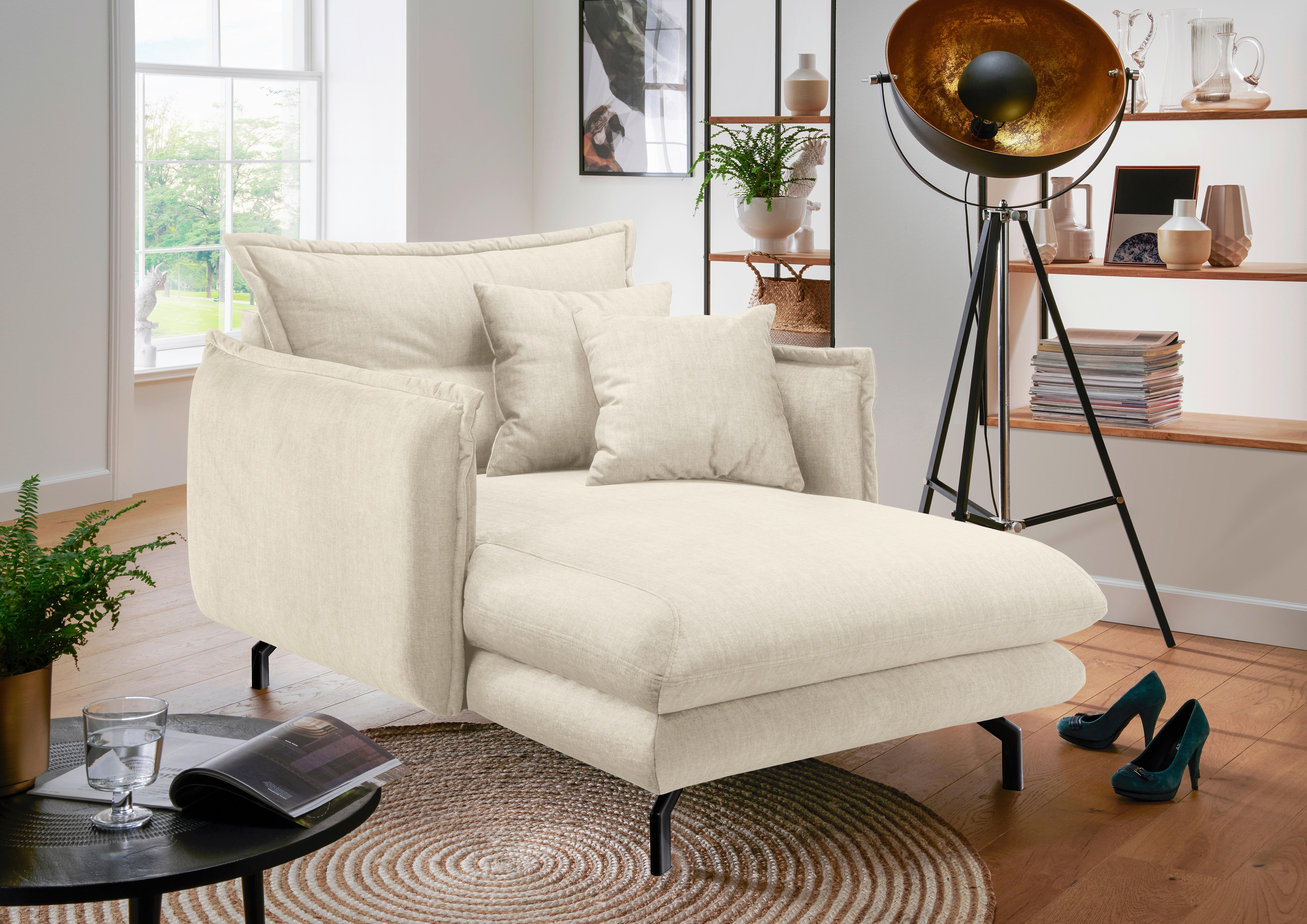 Xxxl-Sessel Lava Beige, B: 111 cm - Beige/Schwarz, MODERN, Textil (111/101/167cm) - Livetastic