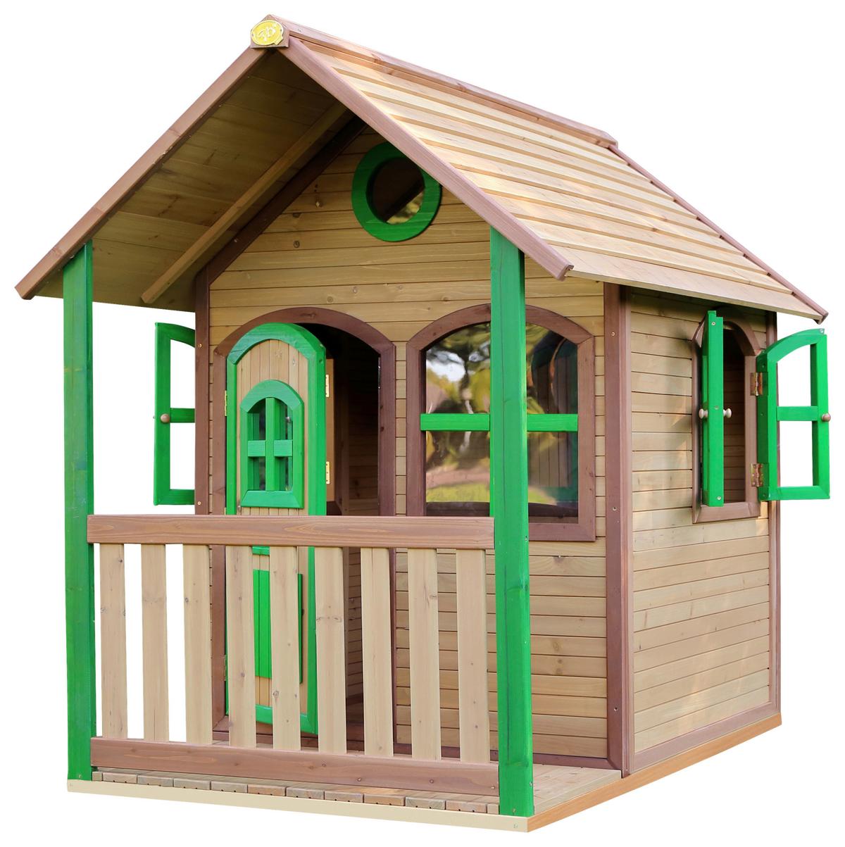 Spielhaus Alex Braun/grün B: 137 Cm - Braun/Grün, KONVENTIONELL, Holz (137/178/191cm) - Ambia Garden