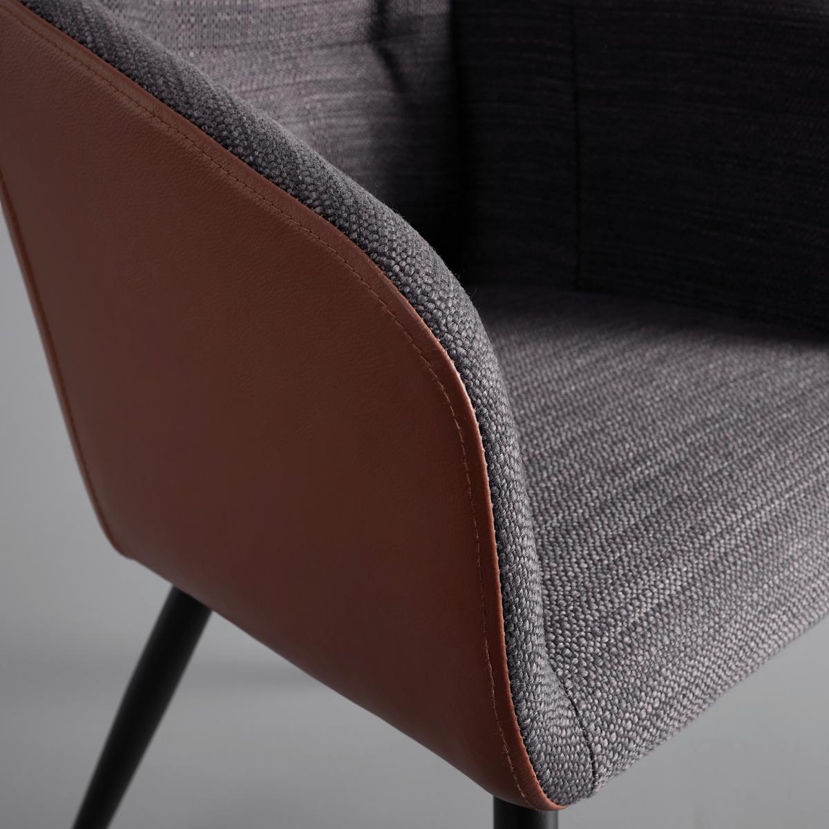 Jídelní židle Bianco pravá kůže hnědá - černá/tmavě šedá, Moderní, kov/dřevo (55,5/75,5/58cm) - Bessagi Home