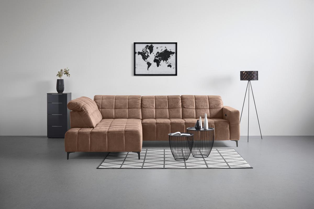Rohová sedačka PANAMA, ľavá, terakota - čierna/terakota, Konventionell, kov/textil (216/304cm) - Premium Living