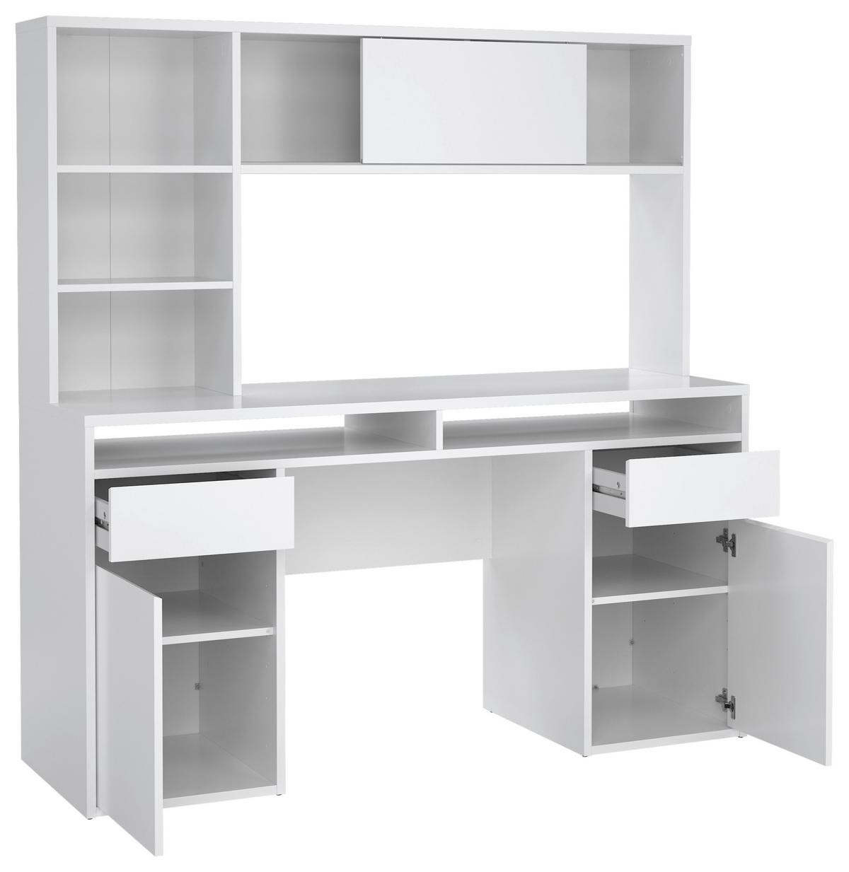 Schreibtisch mit Stauraum B 48,2cm H 156,2cm Weiß - Weiß Hochglanz, MODERN, Holzwerkstoff (149/48,2/156,2cm) - P & B