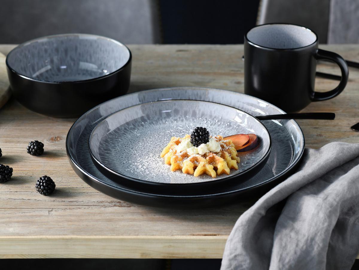 Kombiservice Nordic Fjord Schwarz, Hellgrau L: 38 Cm - Hellgrau/Schwarz, Basics, Keramik (38/31/38cm) - Creatable
