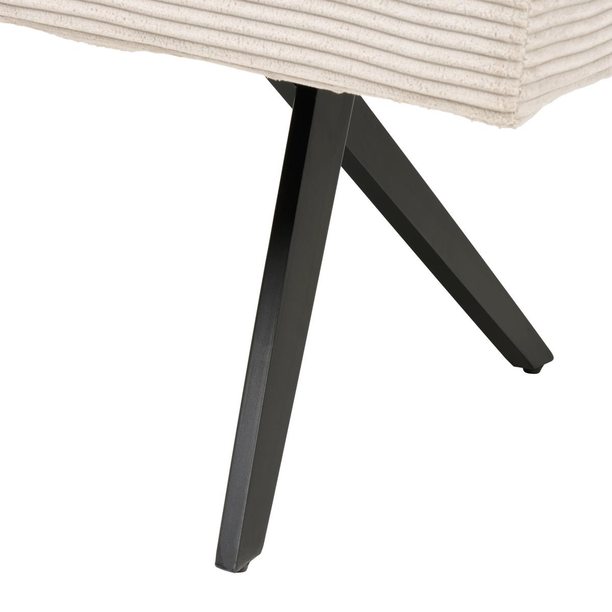 Eckbank Chios Cord Beige, S: 190x150 Cm - Beige/Schwarz, KONVENTIONELL, Textil/Metall (190/150cm) - MID.YOU