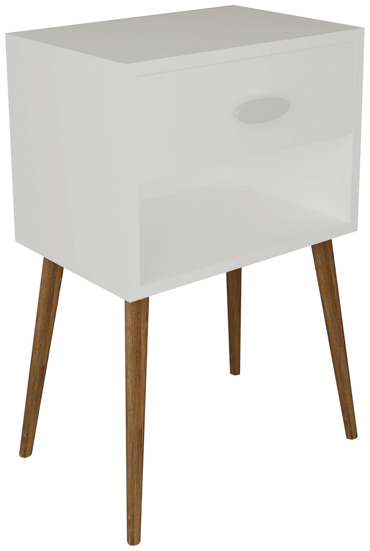 Nachkästchen Weiß H: 70 cm Singol - Honigeiche/Weiß, MODERN, Holzwerkstoff (45/70/30cm) - MID.YOU