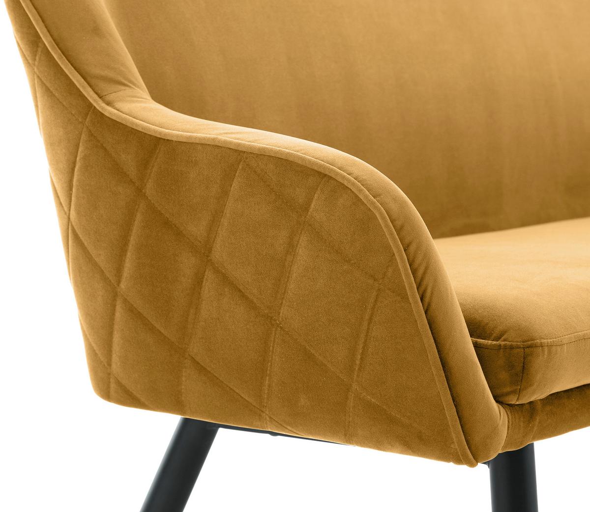 Sitzbank Senfgelb B: 160 cm - Senfgelb/Schwarz, MODERN, Textil (160/85/61cm) - Livetastic