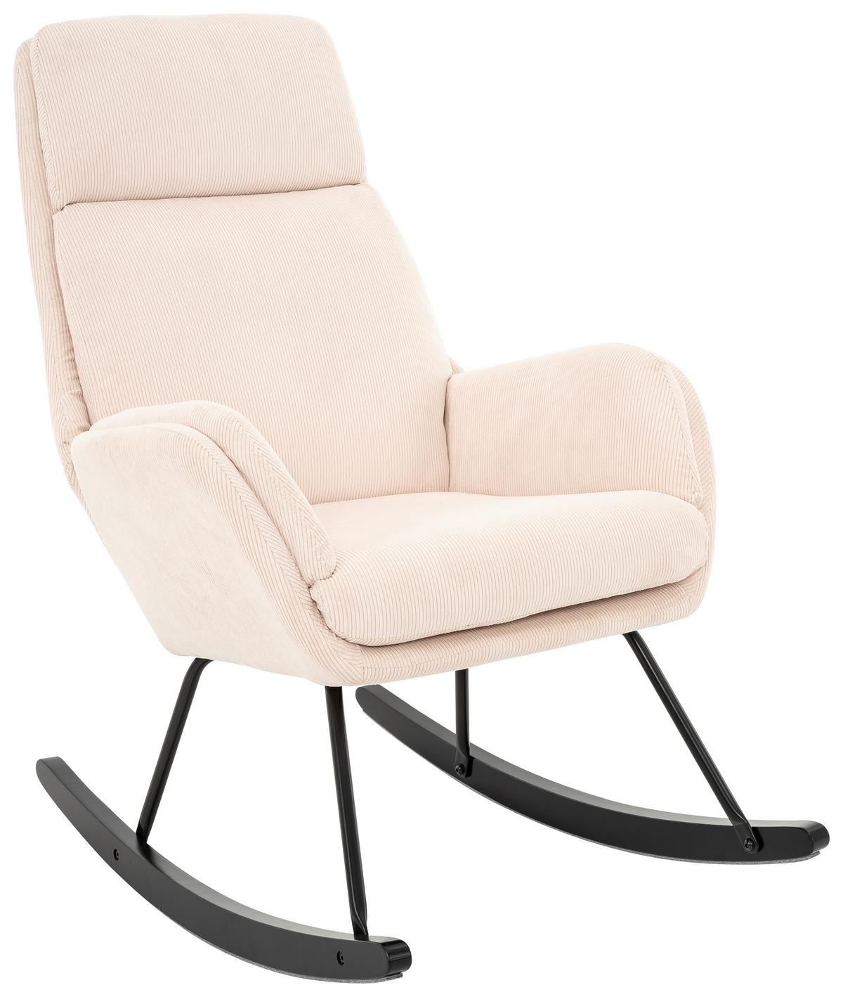 Scaukelsessel Nüv Creme B: 70 cm - Creme/Schwarz, Design, Holz/Textil (70/105/87cm) - Livetastic