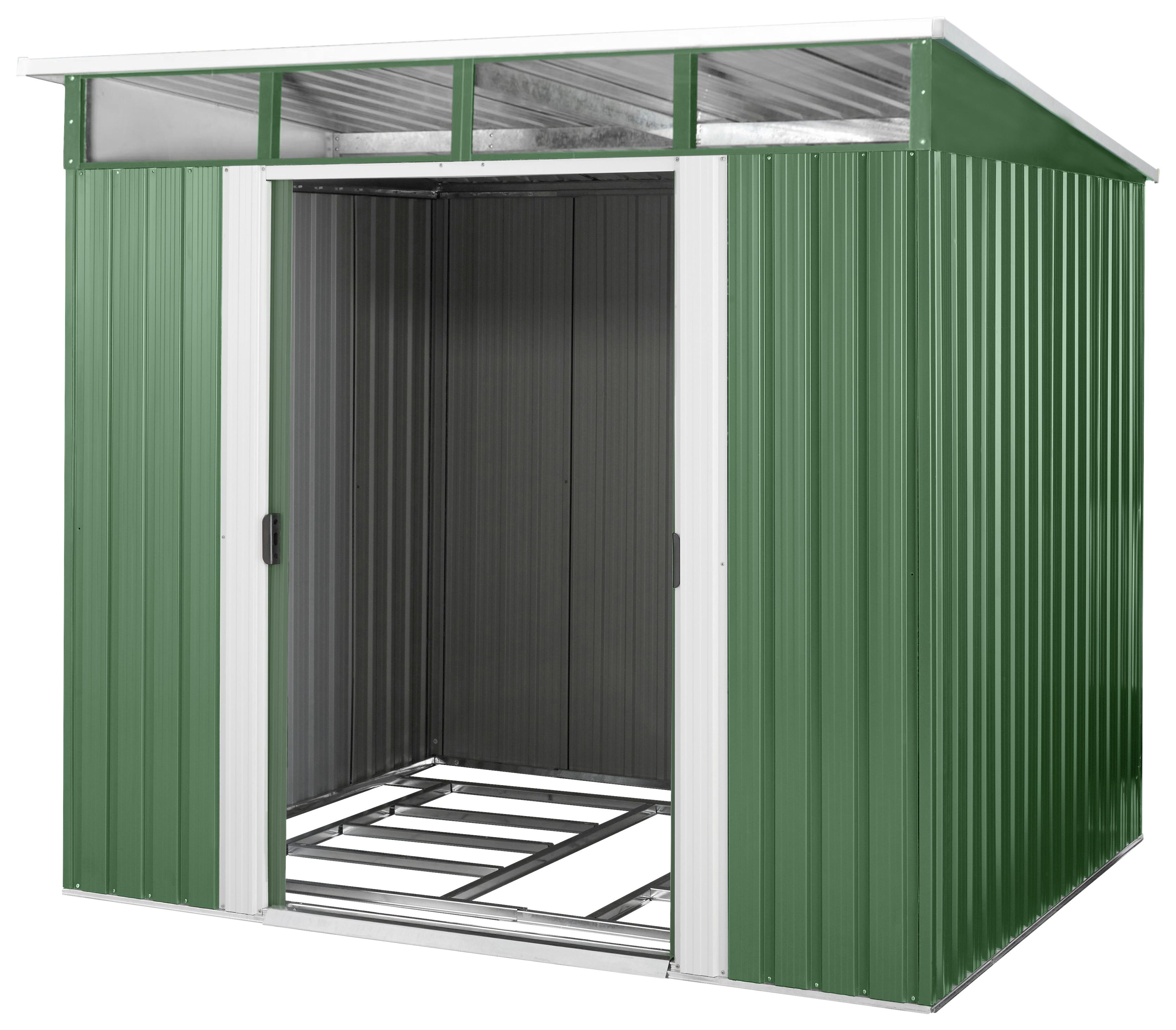 Gerätehaus ohne Boden 238x203x278 - Weiß/Grün, Basics, Metall (238/203/278cm)