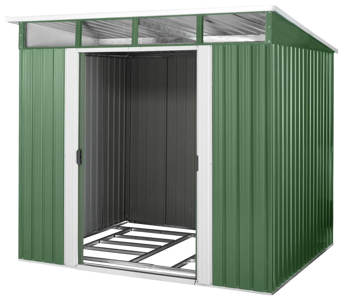 Gerätehaus Ohne Boden 238x203x278 - Weiß/Grün, Basics, Metall (238/203/278cm)