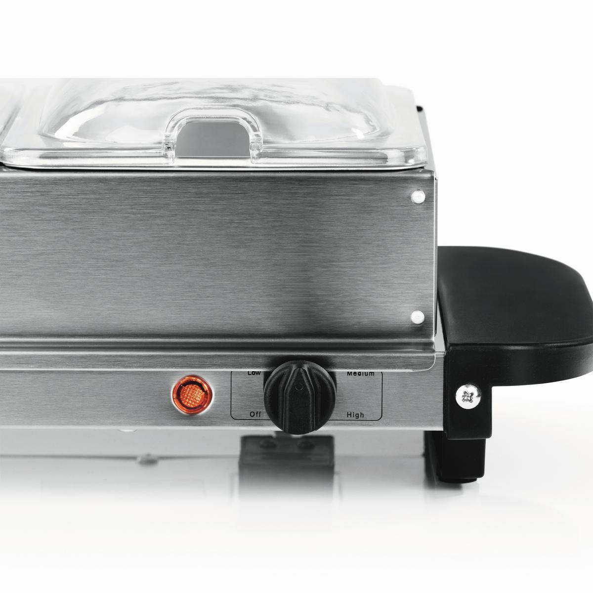 CHAFING-DISH 200W, 220-240V, 3 Behälter - Silberfarben/Schwarz, Basics, Kunststoff/Metall (54,6/14,7/27,8cm) - GOURMETMAXX