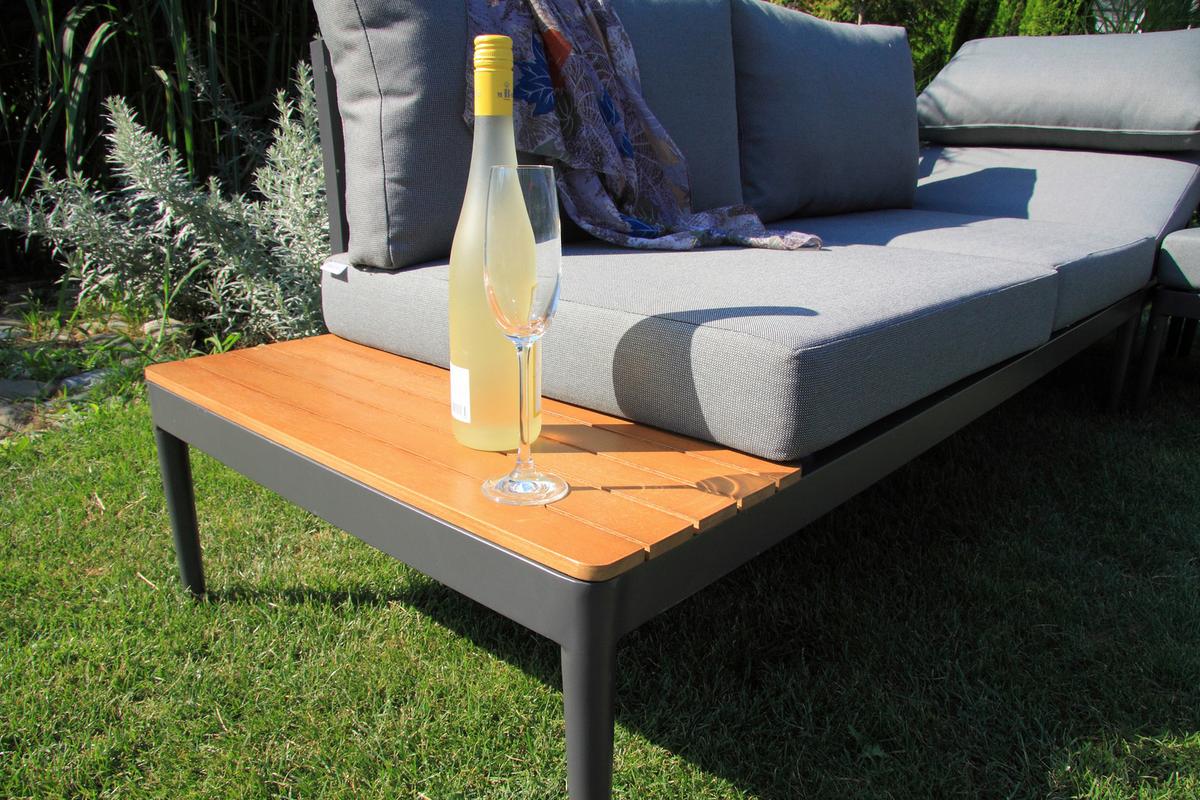 Loungegarnitur 4-Tlg. Paros Holz/Metall/Textil mit Kissen - Anthrazit/Silberfarben, Basics, Holz/Textil (243/68/243cm) - Acamp