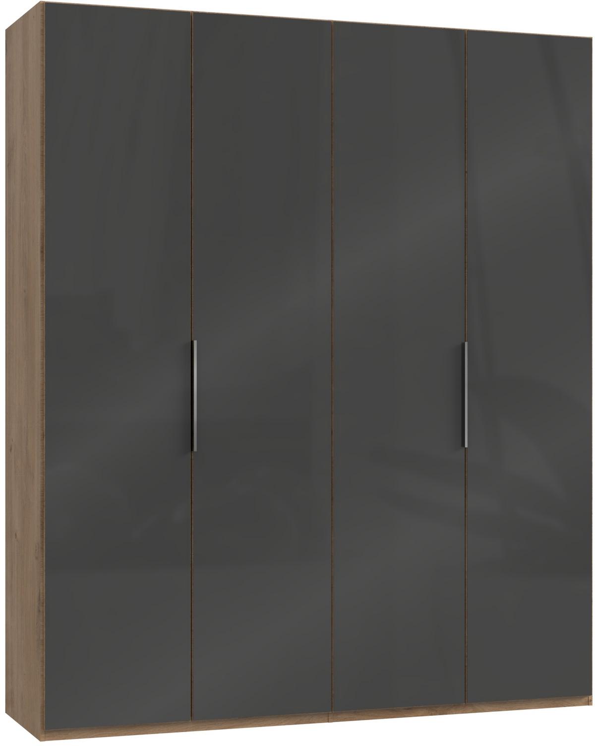 Drehtürenschrank 200cm Level, Grau/eiche Dekor - Eichefarben/Grau, MODERN, Glas/Holzwerkstoff (200/236/58cm) - MID.YOU