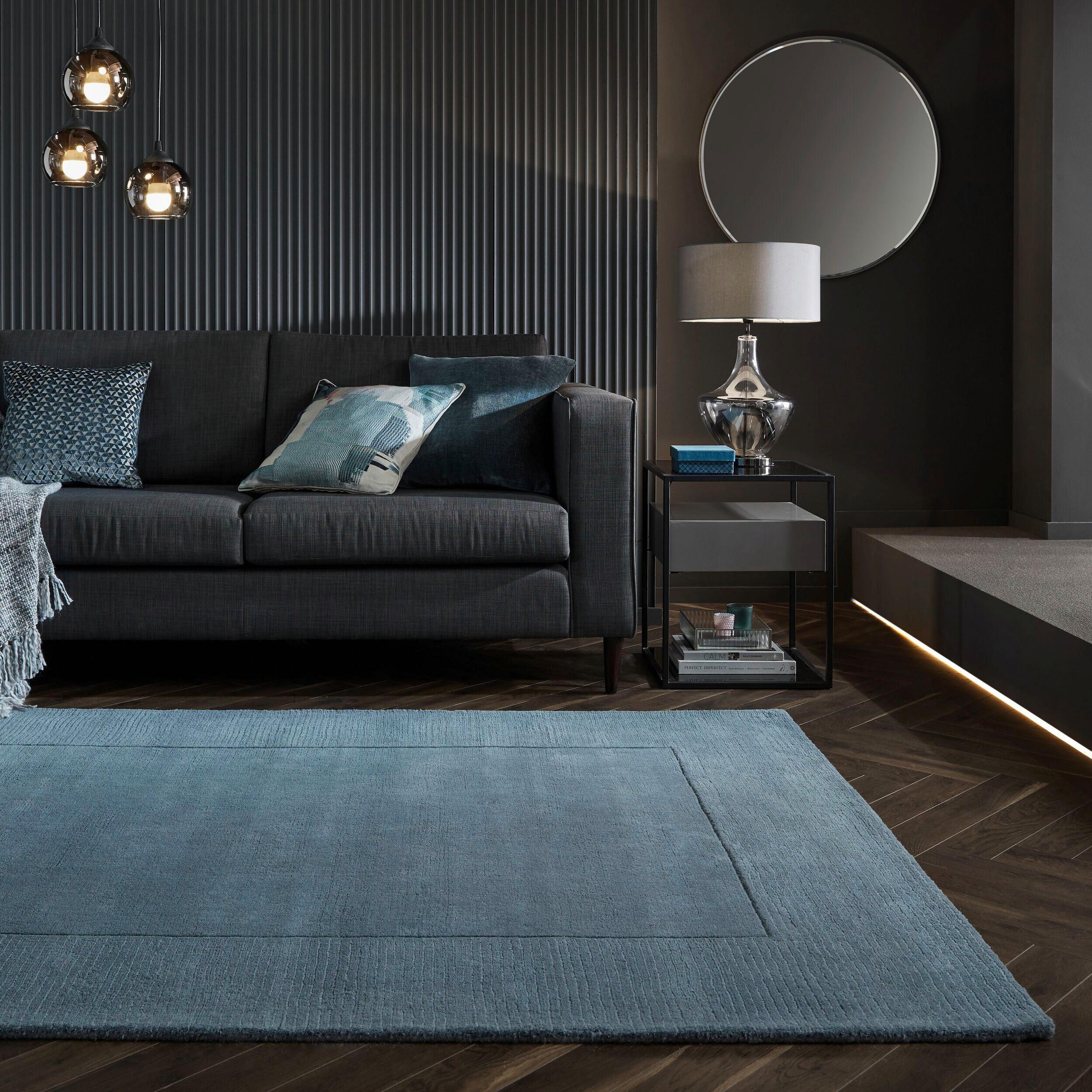 Webteppich Textured Wool B Blue 160x230 - Blau, Basics, Textil (160/230cm)