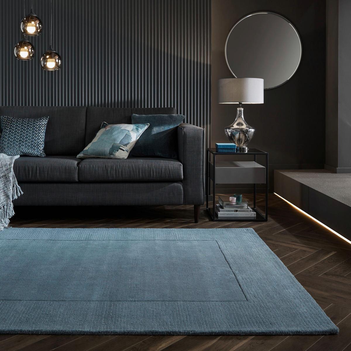 Webteppich Textured Wool B Blue 160x230 - Blau, Basics, Textil (160/230cm)