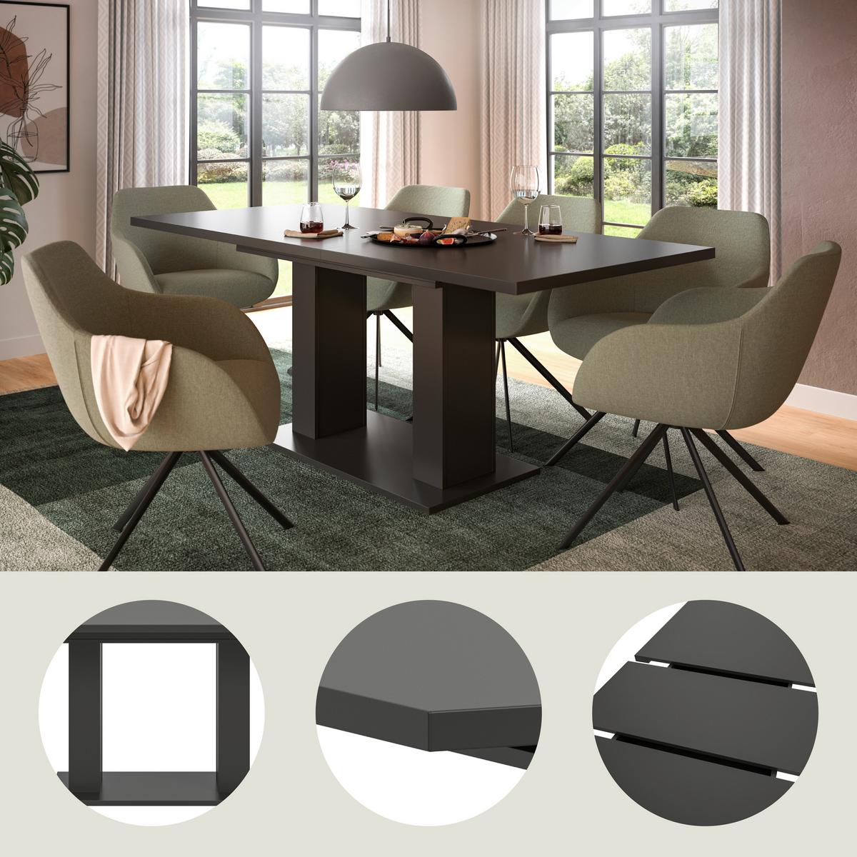 Ausziehtisch Marlon 150 Az Melamin Grau, B:150-190 Cm - Grau, KONVENTIONELL, Holzwerkstoff (150-190/90/76cm) - MID.YOU