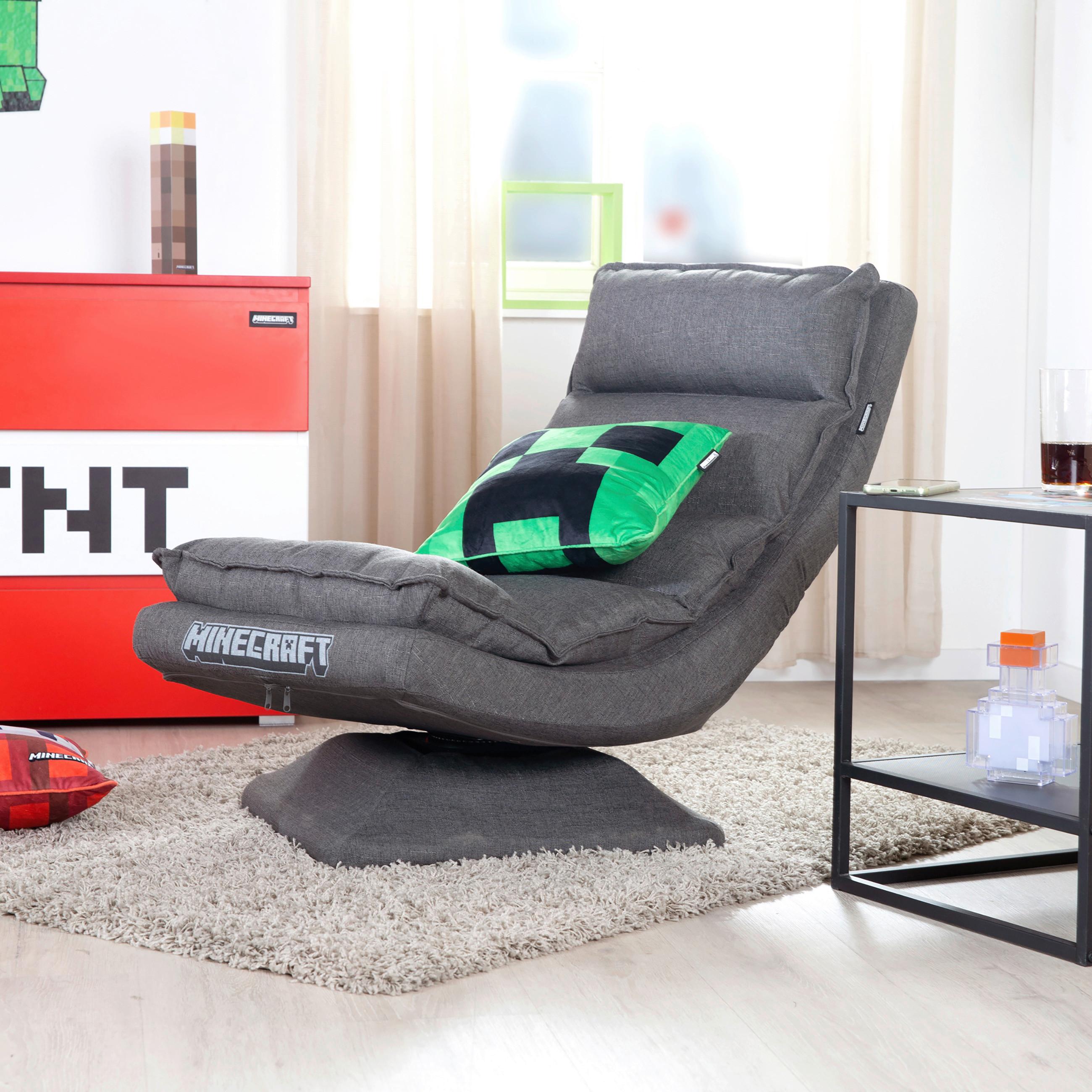 Polstersessel Klappbar Minecraft Stoffbezug Grau - Grau, MODERN, Textil/Metall (59/83/59cm) - Minecraft