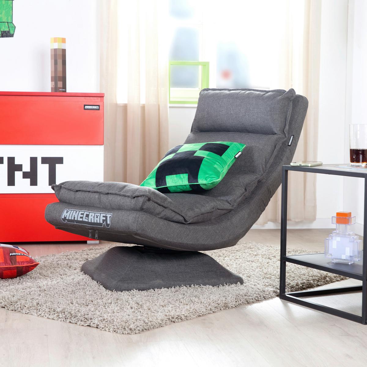 Polstersessel Klappbar Minecraft Stoffbezug Grau - Grau, MODERN, Textil/Metall (59/83/59cm) - Minecraft