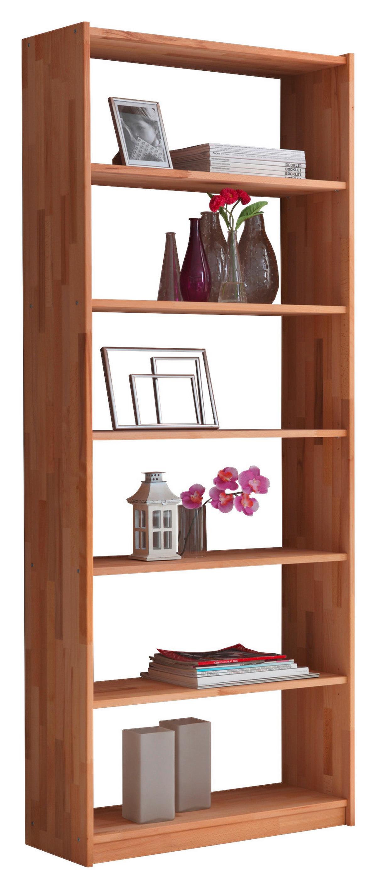 Regal Echtholz Massiv Simon 80 Cm Buche Natur - Buchefarben, Basics, Holz (80/214/31cm) - MID.YOU