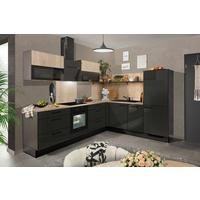 Eckküche Pn215/pn100 - Grau Hochglanz/Eichefarben, MODERN, Holzwerkstoff (285/230cm) - Pino