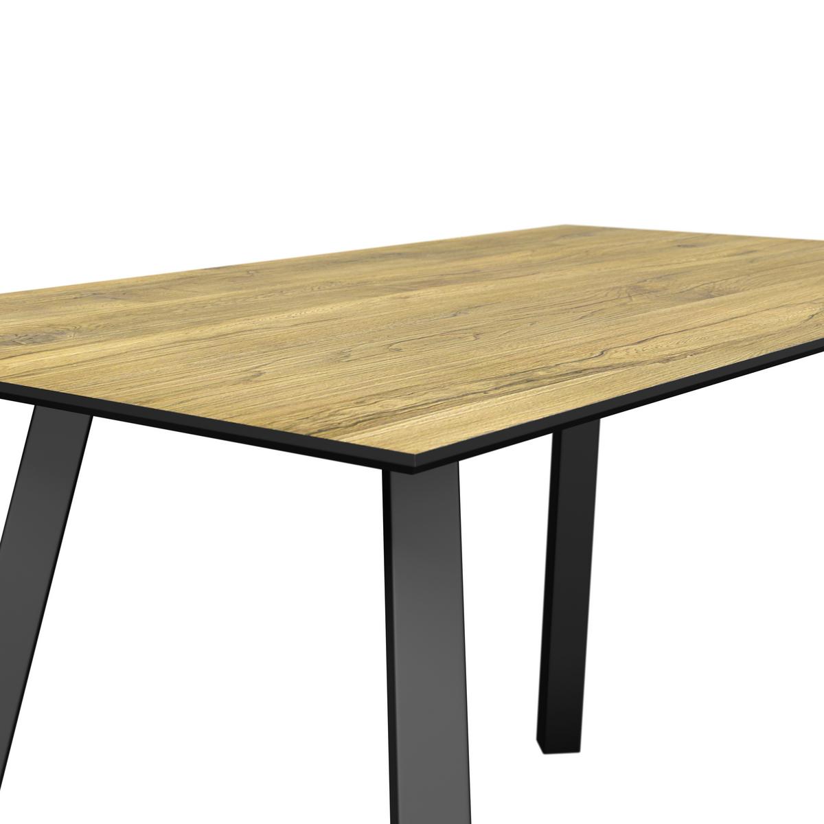 Tischgruppe Zurs 5-teilig Artisan Eiche/Leinenoptik grau - Eichefarben/Schwarz, Trend, Holz/Holzwerkstoff (140/75/80cm)