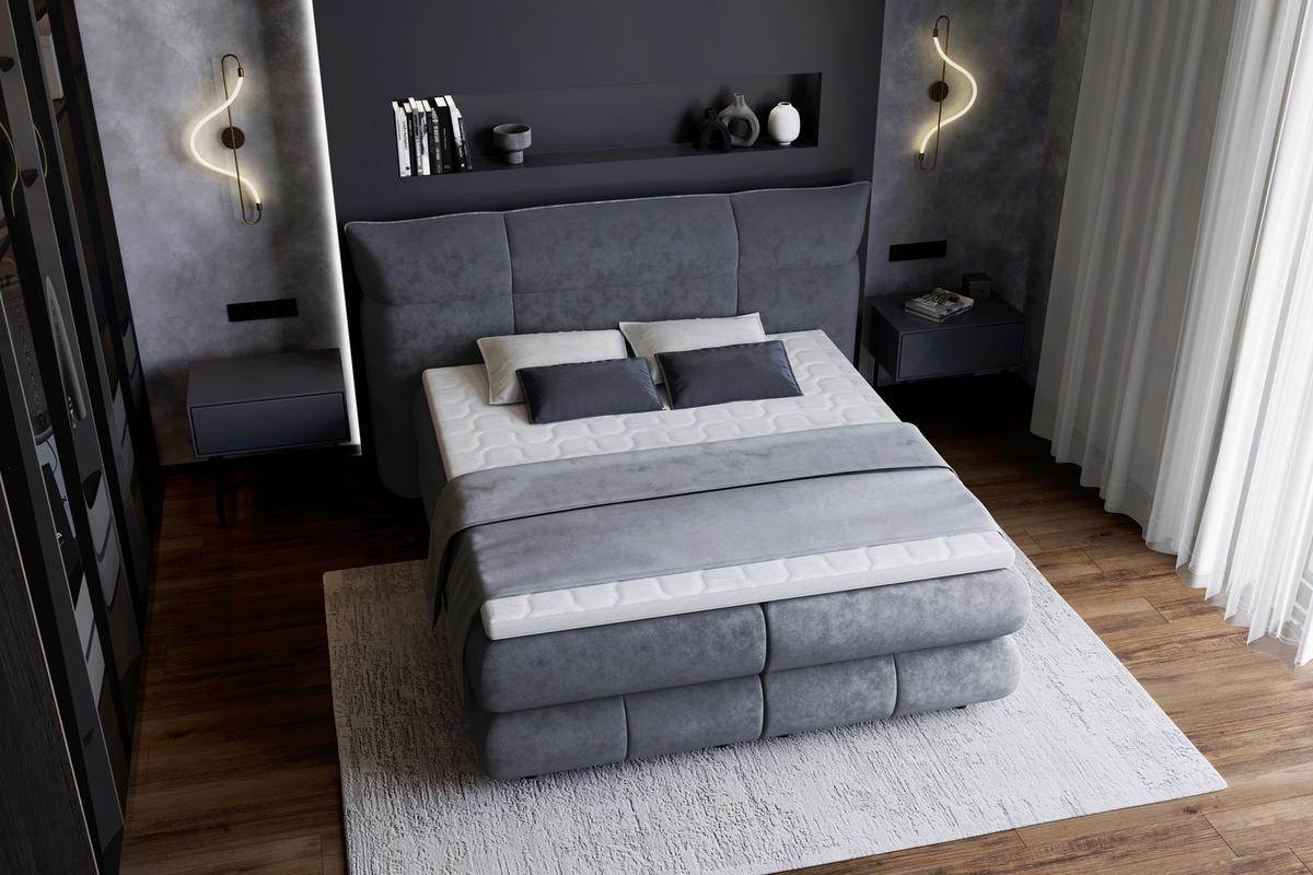 Boxspringbett Carmelo Anthrazit 180x200 cm - Anthrazit/Schwarz, Trend, Textil (180/200cm)