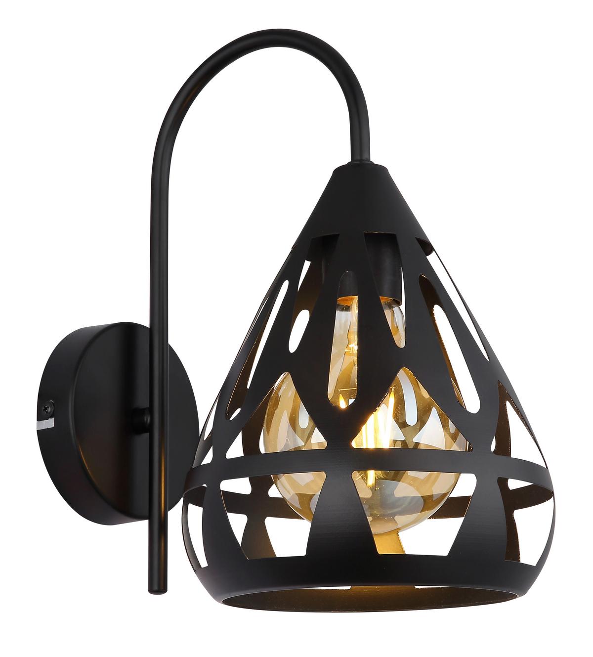 Wandleuchte 15889w - Schwarz, KONVENTIONELL, Kunststoff/Metall (17/25/29cm) - Globo