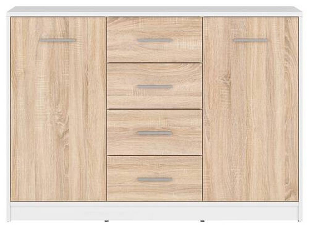 Kommode Nepo Plus Chest Of Drawers - Schwarz/Weiß, Design, Holzwerkstoff (118,5/84/34cm)
