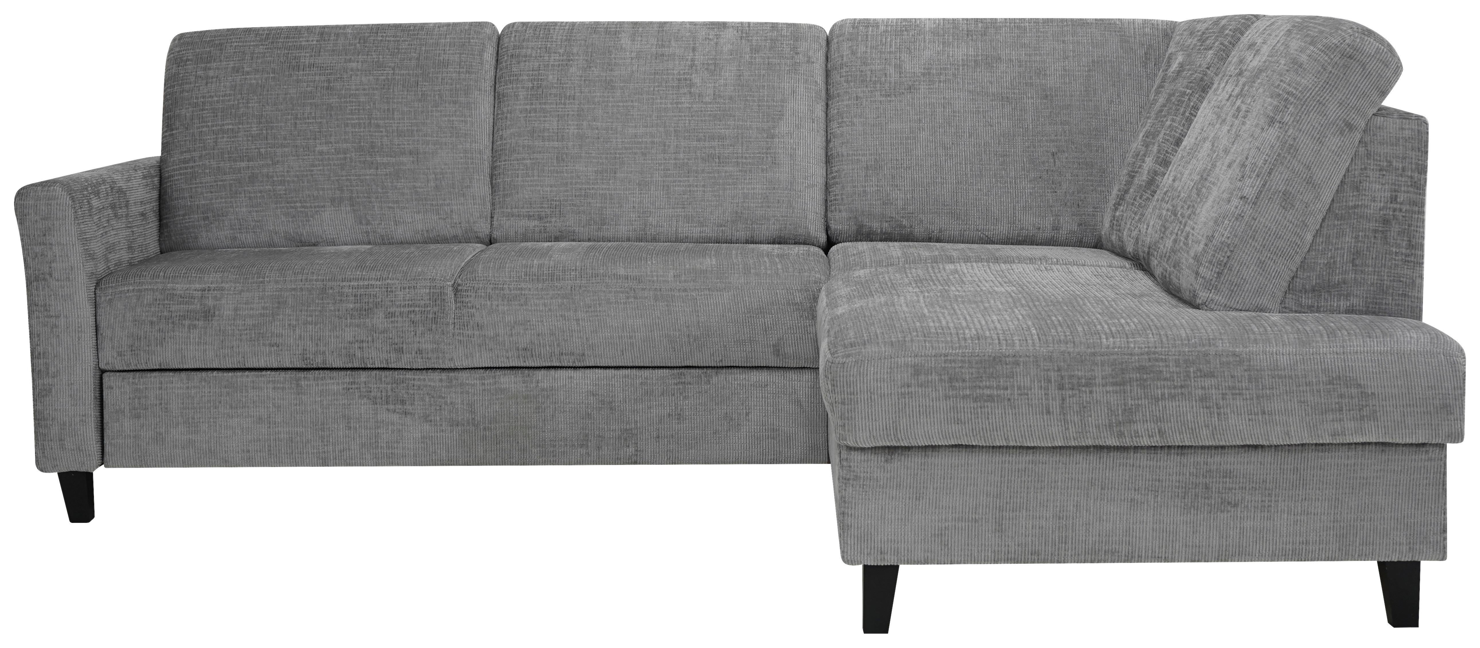 Rohová sedačka LARRY, pravá, šedá - šedá/černá, Basics, dřevo/kompozitní dřevo (240/184cm)