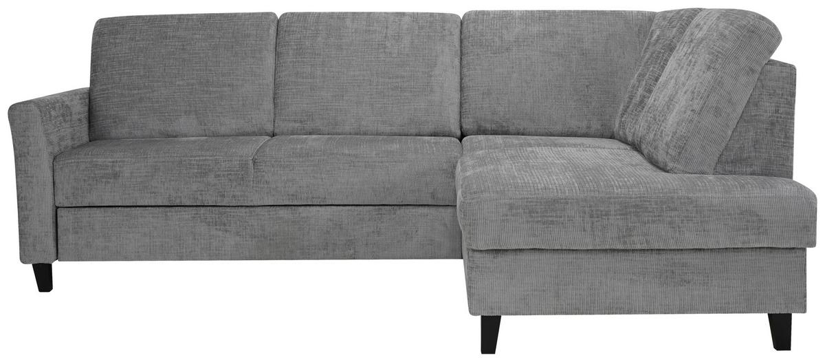 Rohová sedačka LARRY, pravá, šedá - šedá/černá, Basics, dřevo/kompozitní dřevo (240/184cm)