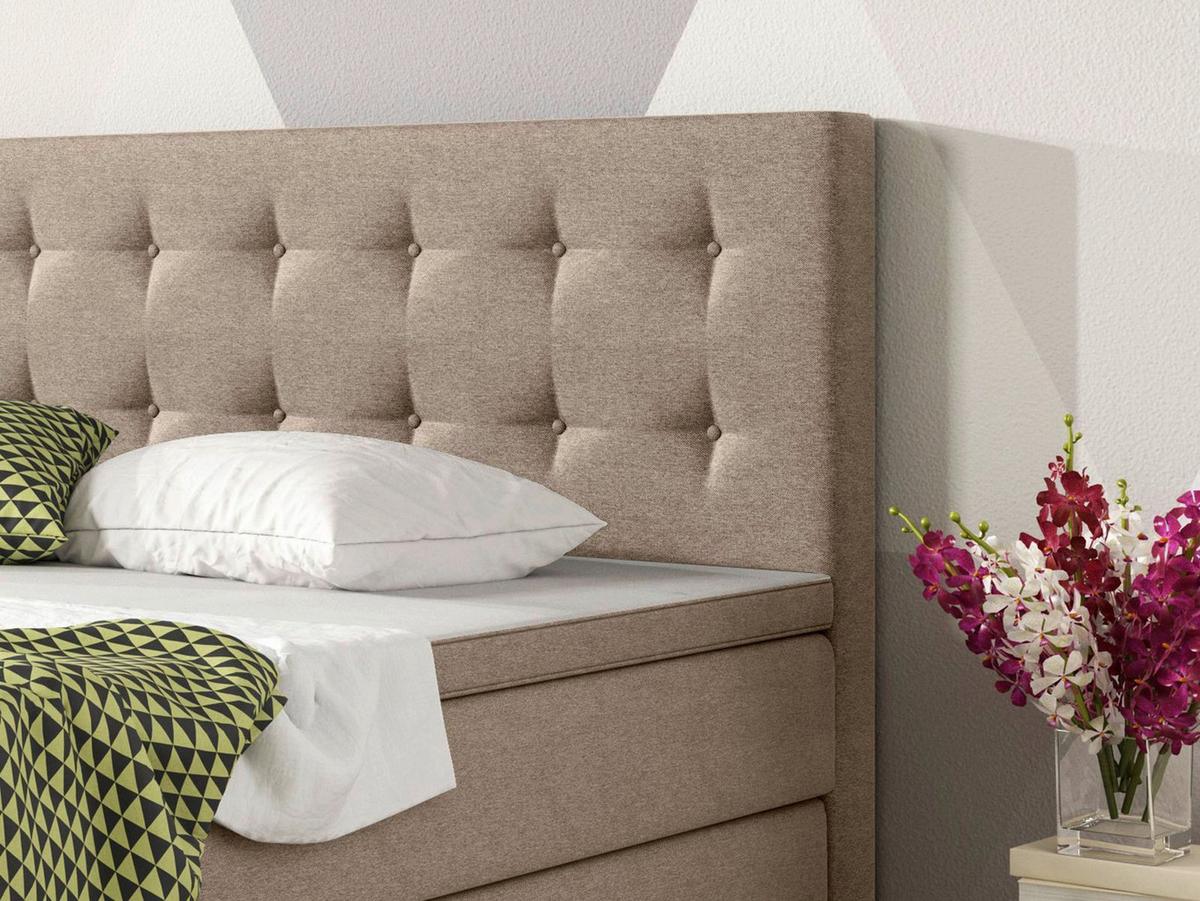 Boxspringbett Mit Topper Kingsize 180x210 Köln - Silberfarben/Cappuccino, KONVENTIONELL, Textil (180/115/210cm) - MID.YOU