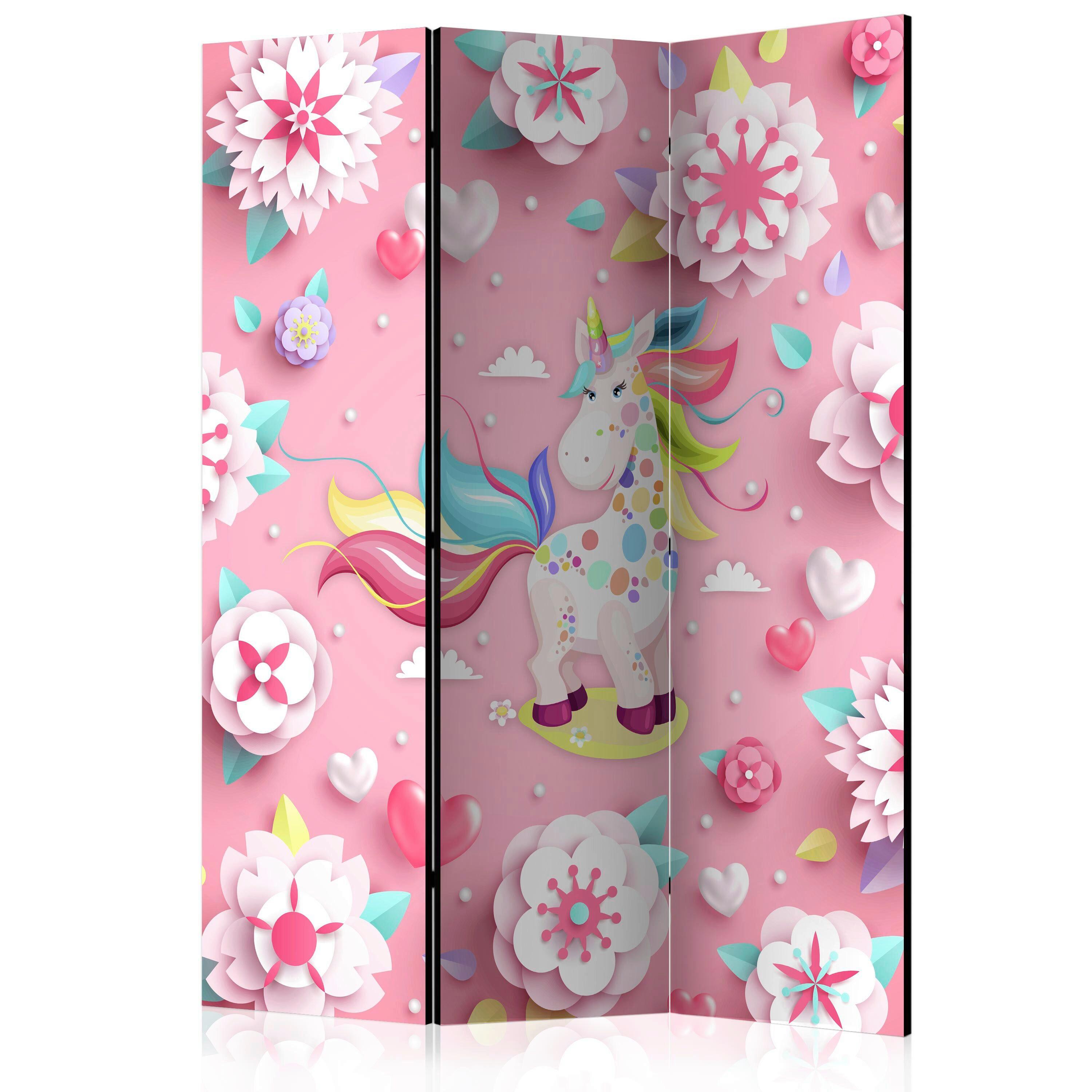 PARAVENT Multicolor Pink B: 135 cm - Pink/Multicolor, Basics, Holz/Textil (135/172/3cm) - artgeist
