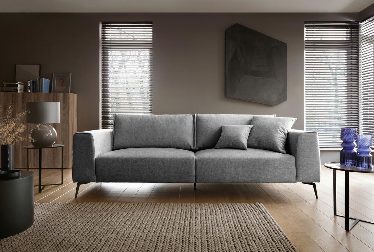 4-Sitzer-Sofa Seul Dunkelgrau - Dunkelgrau/Schwarz, Design, Holz/Textil (302/87/88cm) - MID.YOU