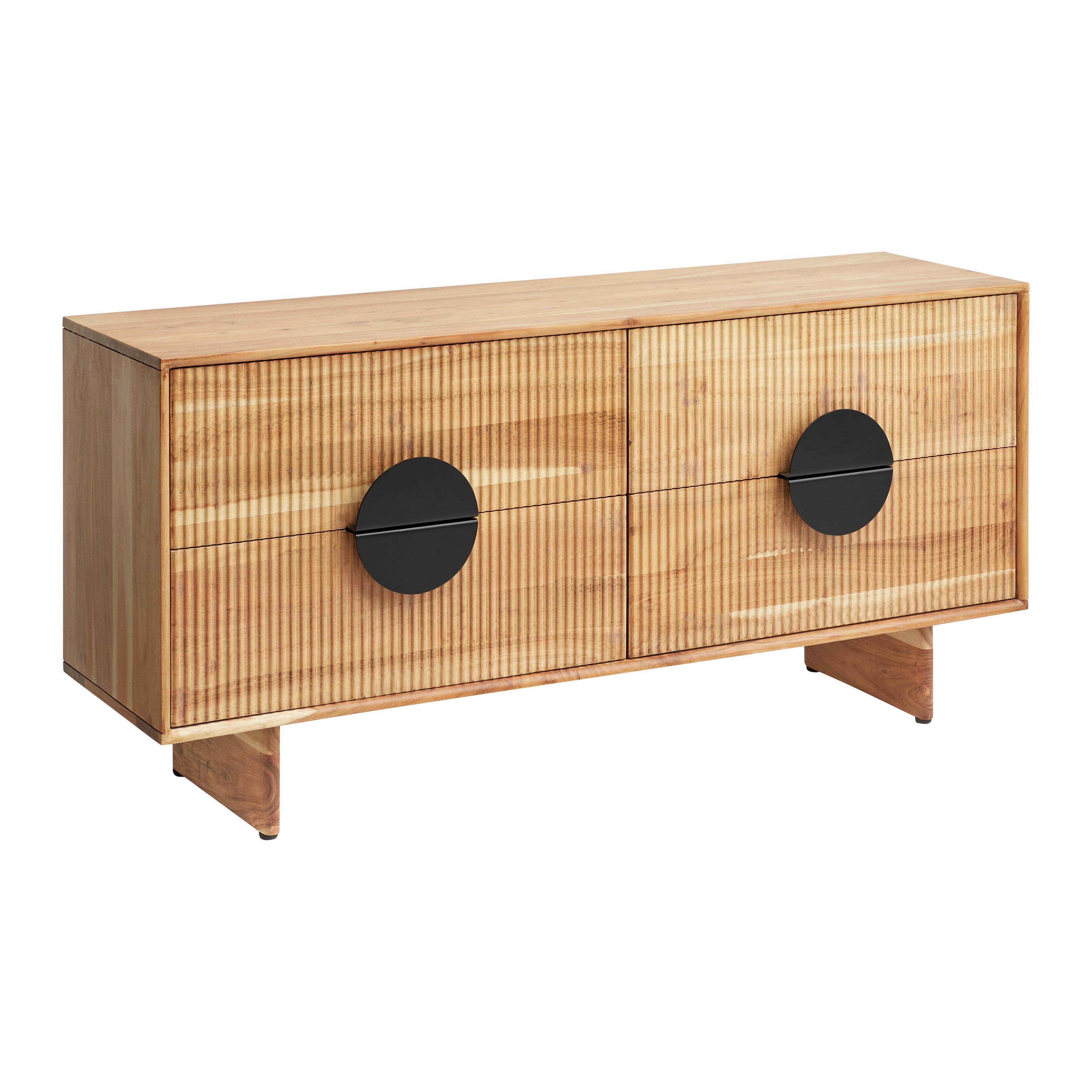 Nízka komoda ROSY akácia - čierna/farba akácie, Lifestyle, kov/drevo (140/65/38cm) - Premium Living