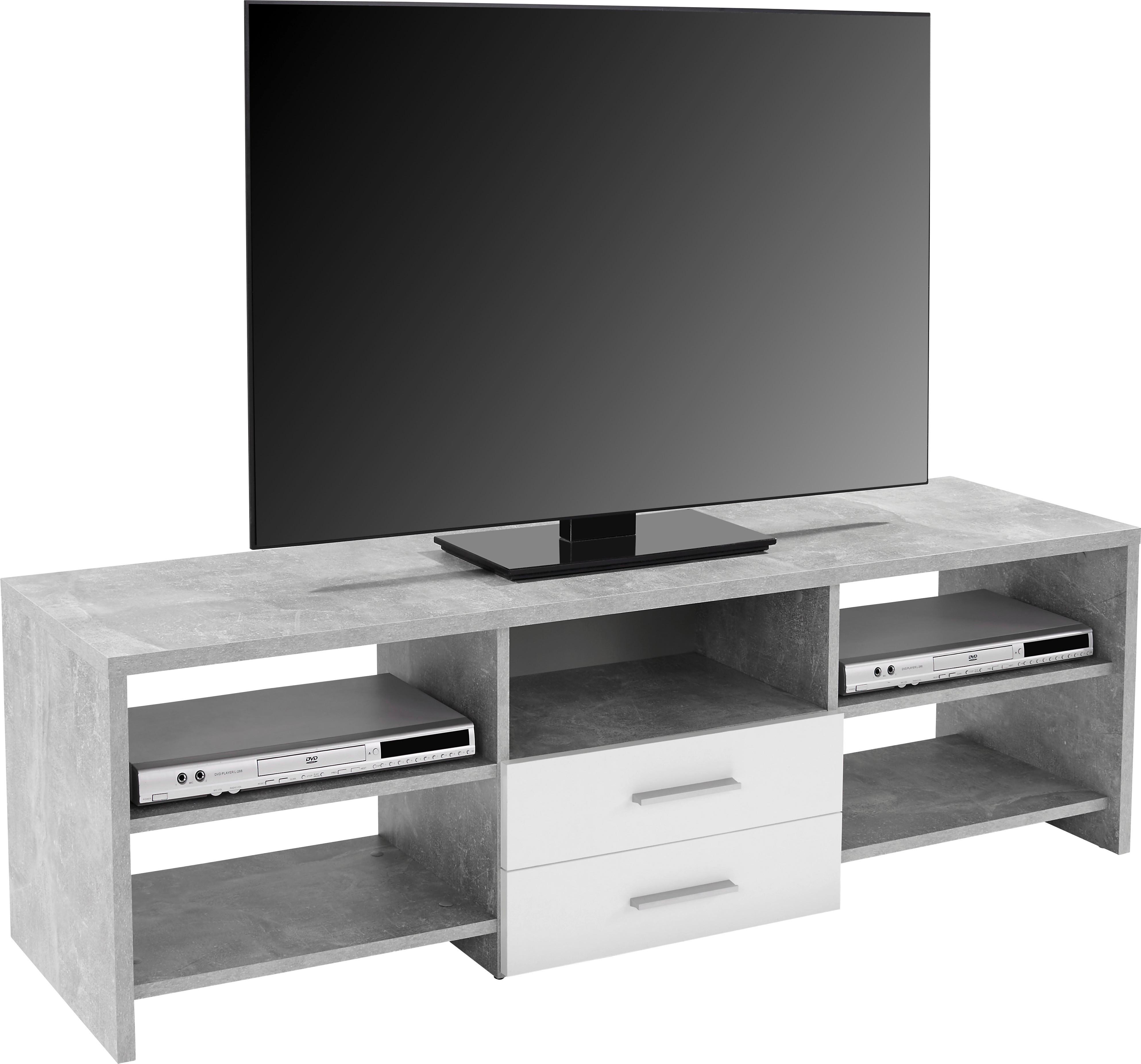 TV-Regal Tico B: 150 cm Betonoptik, Weiß - Schwarz/Weiß, MODERN, Holz (150/45/40cm)