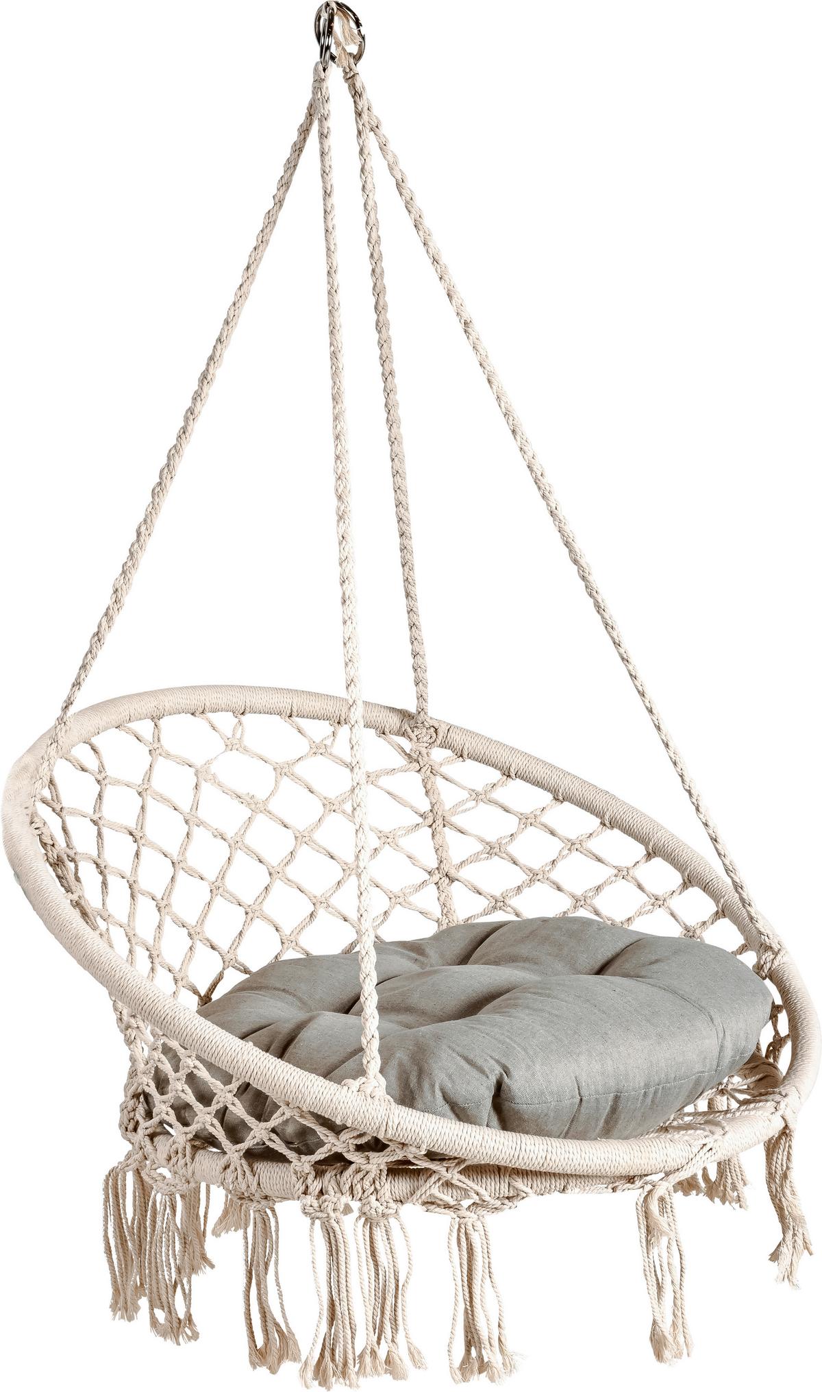 Hängesessel Barbuda Weiß mit Kissen - Weiß, Basics, Kunststoff/Textil (60/125/80cm)