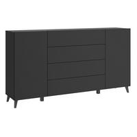 Sideboard Phuket schwarz B: 180cm - Schwarz, Design, Holzwerkstoff (180/95,4/39cm) - P & B