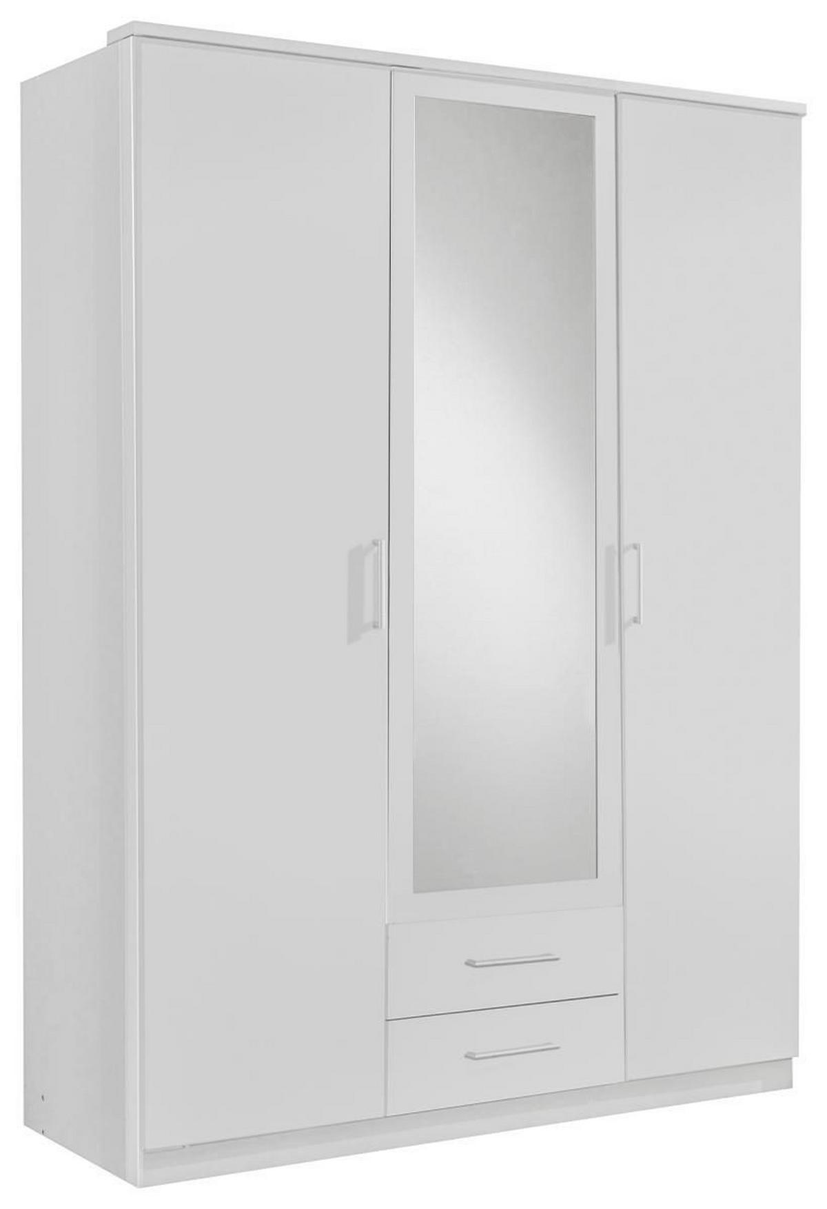 Šatníková skriňa OSAKA šírka 135cm - biela/hliníková, Konventionell, kompozitné drevo/plast (135/199,5/58cm) - MID.YOU