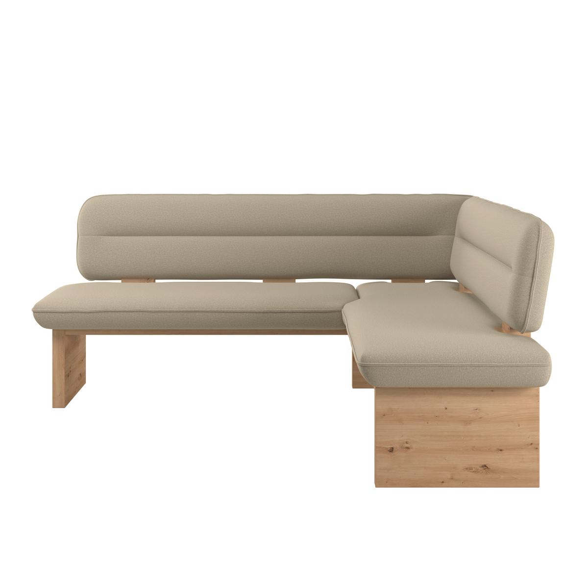 Eckbank Beluna Ii Webstoff Beige, B: 212cm - Eichefarben/Beige, KONVENTIONELL, Holz/Textil (212/170cm) - James Wood