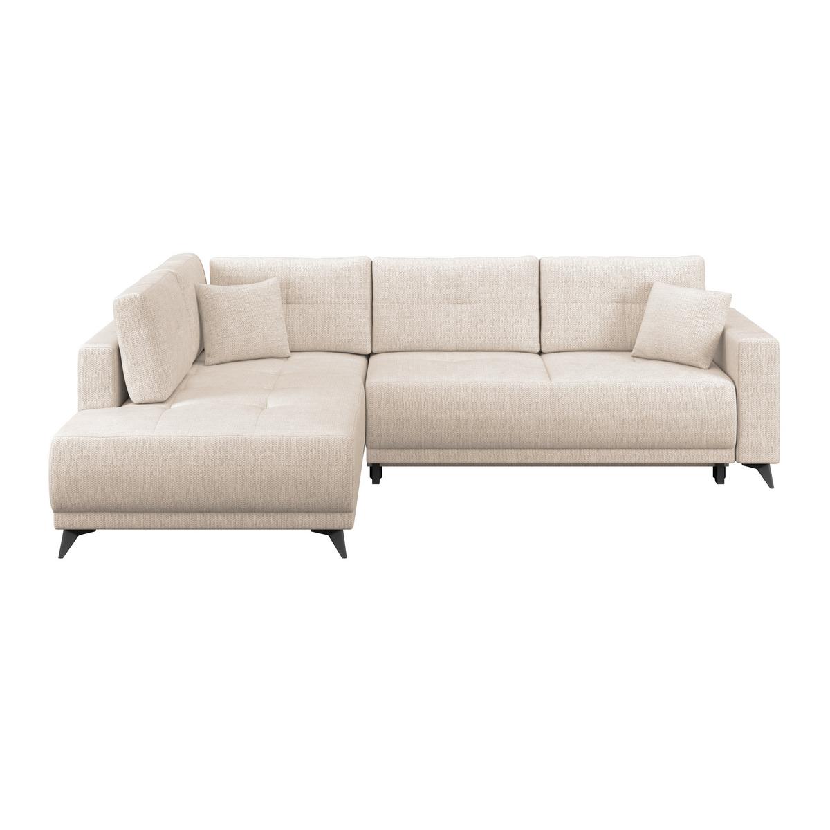 Ecksofa mit Schlaffunktion & Bettkasten Texas Beige - Beige/Schwarz, KONVENTIONELL, Holz (203/259cm)