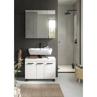 Badezimmer Nova Weiß B: 82cm - Weiß Hochglanz/Schwarz, Trend, Glas/Holzwerkstoff (82cm) - MID.YOU