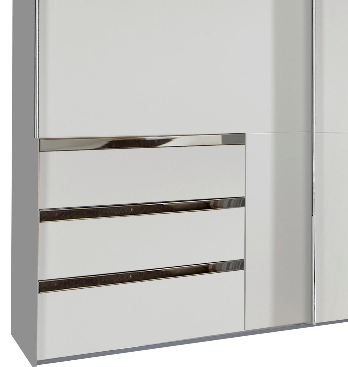 Schwebetürenschrank Mit Laden 300cm Level 36a, Weiß - Weiß, MODERN, Holzwerkstoff (300/216/65cm) - MID.YOU