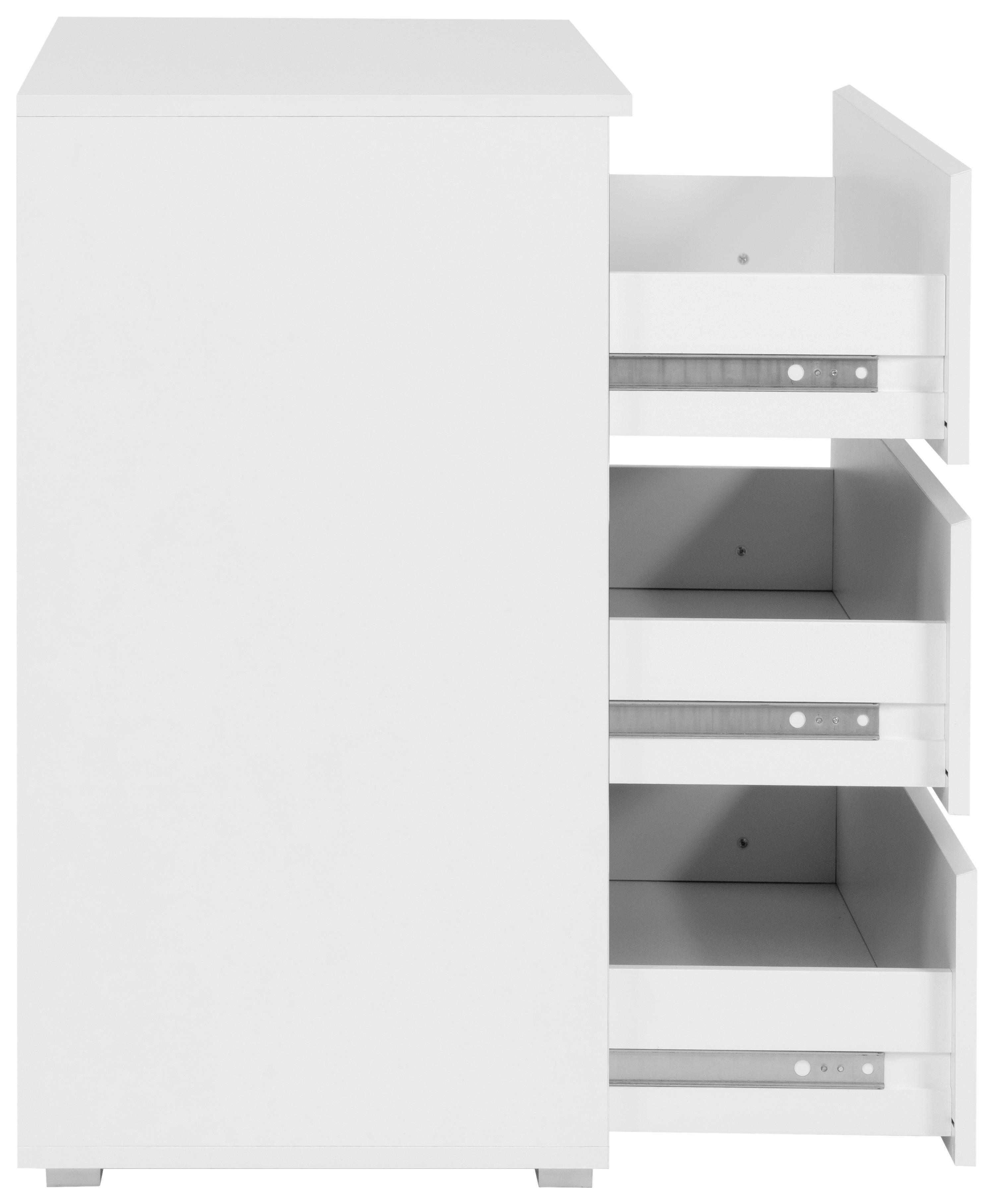 Kommode Capetown Melamin Weiß, B: 80 Cm - Silberfarben, Trend, Holzwerkstoff (80/80,5/45cm)