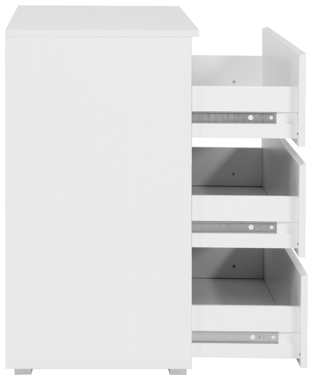 Kommode Capetown Melamin Weiß, B: 80 Cm - Silberfarben, Trend, Holzwerkstoff (80/80,5/45cm)