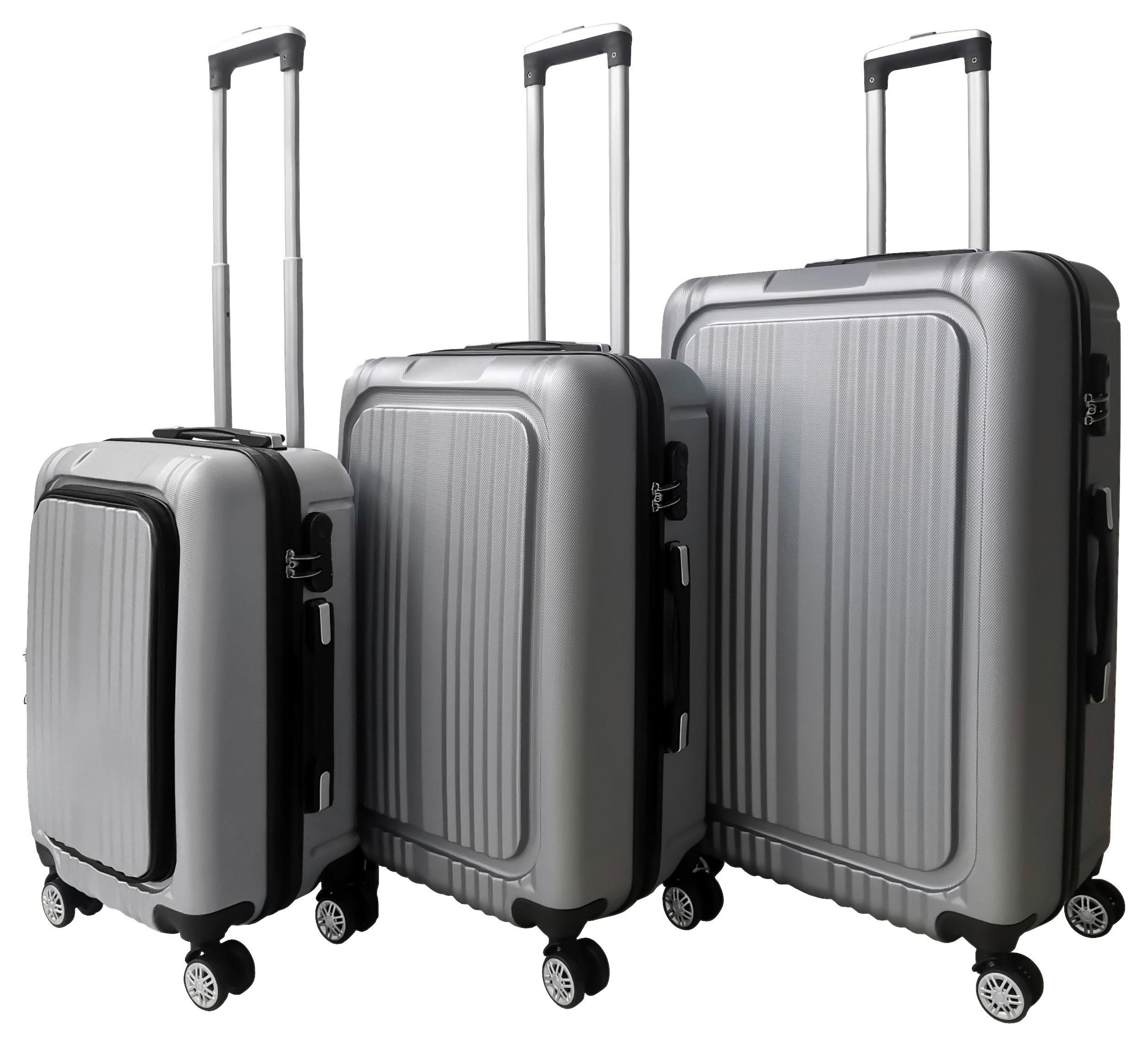 Reisekoffer Set 3-tlg Verona 4 Rollen Hartschale - Silberfarben, Design, Kunststoff/Textil - Luca Bessoni